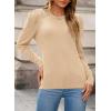image:imageDokotoo Womens Sweaters 2025 Long Sleeve Crewneck Casual Tops Lightweight Wool Pullover Jumper ShirtsBeige