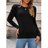 image:imageDokotoo Womens Sweaters 2025 Long Sleeve Crewneck Casual Tops Lightweight Wool Pullover Jumper ShirtsBlack