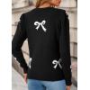 image:imageDokotoo Womens Sweaters 2025 Long Sleeve Crewneck Casual Tops Lightweight Wool Pullover Jumper ShirtsBlack Flower