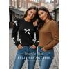image:imageDokotoo Womens Sweaters 2025 Long Sleeve Crewneck Casual Tops Lightweight Wool Pullover Jumper ShirtsBlack Flower