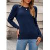 image:imageDokotoo Womens Sweaters 2025 Long Sleeve Crewneck Casual Tops Lightweight Wool Pullover Jumper ShirtsBlue