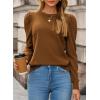 image:imageDokotoo Womens Sweaters 2025 Long Sleeve Crewneck Casual Tops Lightweight Wool Pullover Jumper ShirtsBrown