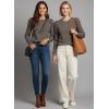 image:imageDokotoo Womens Sweaters 2025 Long Sleeve Crewneck Casual Tops Lightweight Wool Pullover Jumper ShirtsDark Gray