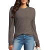 image:imageDokotoo Womens Sweaters 2025 Long Sleeve Crewneck Casual Tops Lightweight Wool Pullover Jumper ShirtsDark Gray