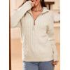 image:imageDokotoo Womens Sweaters 2026 Fall Winter Quarter Zip Casual Ribbed Cable Knit PulloverBeige