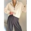 image:imageDokotoo Womens Sweaters 2026 Fall Winter Quarter Zip Casual Ribbed Cable Knit PulloverBeige