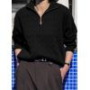 image:imageDokotoo Womens Sweaters 2026 Fall Winter Quarter Zip Casual Ribbed Cable Knit PulloverBlack