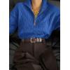image:imageDokotoo Womens Sweaters 2026 Fall Winter Quarter Zip Casual Ribbed Cable Knit PulloverBlue