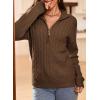 image:imageDokotoo Womens Sweaters 2026 Fall Winter Quarter Zip Casual Ribbed Cable Knit PulloverDesert Palm
