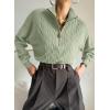 image:imageDokotoo Womens Sweaters 2026 Fall Winter Quarter Zip Casual Ribbed Cable Knit PulloverLaurel Green