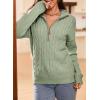 image:imageDokotoo Womens Sweaters 2026 Fall Winter Quarter Zip Casual Ribbed Cable Knit PulloverLaurel Green