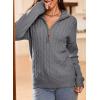 image:imageDokotoo Womens Sweaters 2026 Fall Winter Quarter Zip Casual Ribbed Cable Knit PulloverMedium Grey
