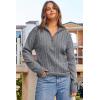image:imageDokotoo Womens Sweaters 2026 Fall Winter Quarter Zip Casual Ribbed Cable Knit PulloverMedium Grey