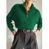 image:imageDokotoo Womens Sweaters 2026 Fall Winter Quarter Zip Casual Ribbed Cable Knit PulloverMist Green