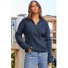 image:imageDokotoo Womens Sweaters 2026 Fall Winter Quarter Zip Casual Ribbed Cable Knit PulloverNavy Blue