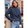 image:imageDokotoo Womens Sweaters 2026 Fall Winter Quarter Zip Casual Ribbed Cable Knit PulloverNavy Blue