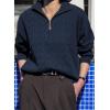 image:imageDokotoo Womens Sweaters 2026 Fall Winter Quarter Zip Casual Ribbed Cable Knit PulloverNavy Blue