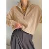 image:imageDokotoo Womens Sweaters 2026 Fall Winter Quarter Zip Casual Ribbed Cable Knit PulloverParchment
