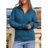 image:imageDokotoo Womens Sweaters 2026 Fall Winter Quarter Zip Casual Ribbed Cable Knit PulloverPeacock Blue