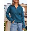 image:imageDokotoo Womens Sweaters 2026 Fall Winter Quarter Zip Casual Ribbed Cable Knit PulloverPeacock Blue