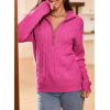 image:imageDokotoo Womens Sweaters 2026 Fall Winter Quarter Zip Casual Ribbed Cable Knit PulloverRose Red