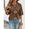 image:imageDokotoo Womens Sweaters Casual Creweck Short Sleeve Cotton Kint Summer Pullover Sweater TopsZ Brown