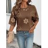 image:imageDokotoo Womens Sweaters Casual Creweck Short Sleeve Cotton Kint Summer Pullover Sweater TopsZ Brown