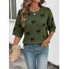 image:imageDokotoo Womens Sweaters Casual Creweck Short Sleeve Cotton Kint Summer Pullover Sweater TopsZ Green