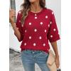 image:imageDokotoo Womens Sweaters Casual Creweck Short Sleeve Cotton Kint Summer Pullover Sweater TopsZ Red