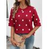 image:imageDokotoo Womens Sweaters Casual Creweck Short Sleeve Cotton Kint Summer Pullover Sweater TopsZ Red