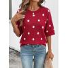 image:imageDokotoo Womens Sweaters Casual Creweck Short Sleeve Cotton Kint Summer Pullover Sweater TopsZ Red