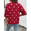 image:imageDokotoo Womens Sweaters Casual Creweck Short Sleeve Cotton Kint Summer Pullover Sweater TopsZ Red