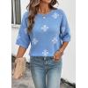 image:imageDokotoo Womens Sweaters Casual Creweck Short Sleeve Cotton Kint Summer Pullover Sweater TopsZ Sky Blue