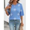 image:imageDokotoo Womens Sweaters Casual Creweck Short Sleeve Cotton Kint Summer Pullover Sweater TopsZ Sky Blue