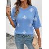 image:imageDokotoo Womens Sweaters Casual Creweck Short Sleeve Cotton Kint Summer Pullover Sweater TopsZ Sky Blue