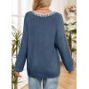 image:imageDokotoo Womens Sweaters Casual V Neck Long Sleeve Contrast Knit Pullover Sweater Solid Fall Outfits TopsBlue