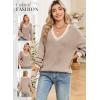 image:imageDokotoo Womens Sweaters Casual V Neck Long Sleeve Contrast Knit Pullover Sweater Solid Fall Outfits TopsSmoke Gray