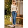 image:imageDokotoo Womens Sweaters Casual V Neck Long Sleeve Lightweight Sweaters Loose Solid Tops Pullover SweaterBeige