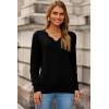 image:imageDokotoo Womens Sweaters Casual V Neck Long Sleeve Lightweight Sweaters Loose Solid Tops Pullover SweaterBlack