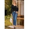 image:imageDokotoo Womens Sweaters Casual V Neck Long Sleeve Lightweight Sweaters Loose Solid Tops Pullover SweaterBlack