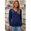 image:imageDokotoo Womens Sweaters Casual V Neck Long Sleeve Lightweight Sweaters Loose Solid Tops Pullover SweaterBlue