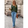 image:imageDokotoo Womens Sweaters Casual V Neck Long Sleeve Lightweight Sweaters Loose Solid Tops Pullover SweaterGreen