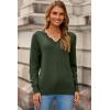 image:imageDokotoo Womens Sweaters Casual V Neck Long Sleeve Lightweight Sweaters Loose Solid Tops Pullover SweaterGreen