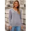 image:imageDokotoo Womens Sweaters Casual V Neck Long Sleeve Lightweight Sweaters Loose Solid Tops Pullover SweaterGrey