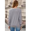 image:imageDokotoo Womens Sweaters Casual V Neck Long Sleeve Lightweight Sweaters Loose Solid Tops Pullover SweaterGrey