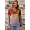image:imageDokotoo Womens Sweaters Casual V Neck Long Sleeve Lightweight Sweaters Loose Solid Tops Pullover SweaterKhaki Stripe