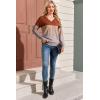 image:imageDokotoo Womens Sweaters Casual V Neck Long Sleeve Lightweight Sweaters Loose Solid Tops Pullover SweaterKhaki Stripe