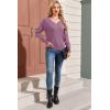 image:imageDokotoo Womens Sweaters Casual V Neck Long Sleeve Lightweight Sweaters Loose Solid Tops Pullover SweaterPurple
