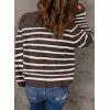image:imageDokotoo Womens Sweaters Long Sleeve 14 Zip Pullover Polo V Neck Dressy Casual TopsBrown Stripe