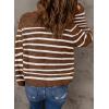 image:imageDokotoo Womens Sweaters Long Sleeve 14 Zip Pullover Polo V Neck Dressy Casual TopsChocolate Brown